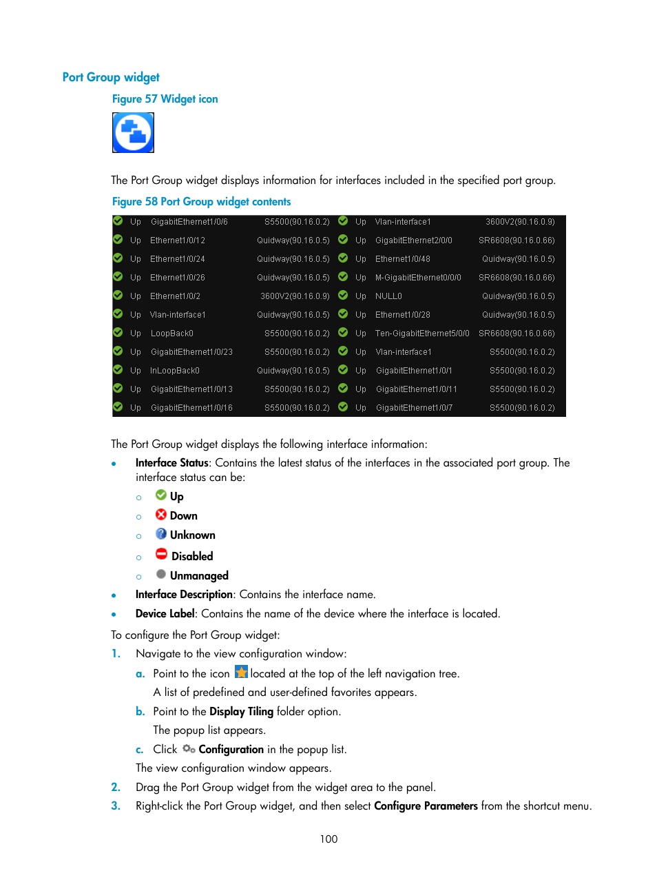 Port group widget | H3C Technologies H3C Intelligent Management Center User Manual | Page 114 / 1065