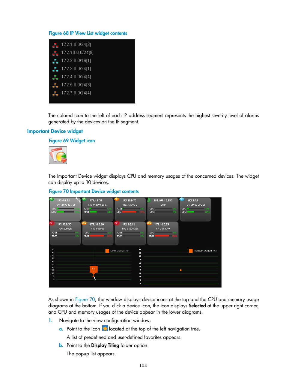 Important device widget | H3C Technologies H3C Intelligent Management Center User Manual | Page 118 / 1065