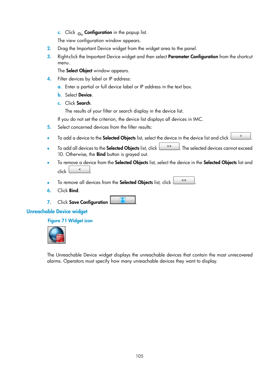 Unreachable device widget | H3C Technologies H3C Intelligent Management Center User Manual | Page 119 / 1065