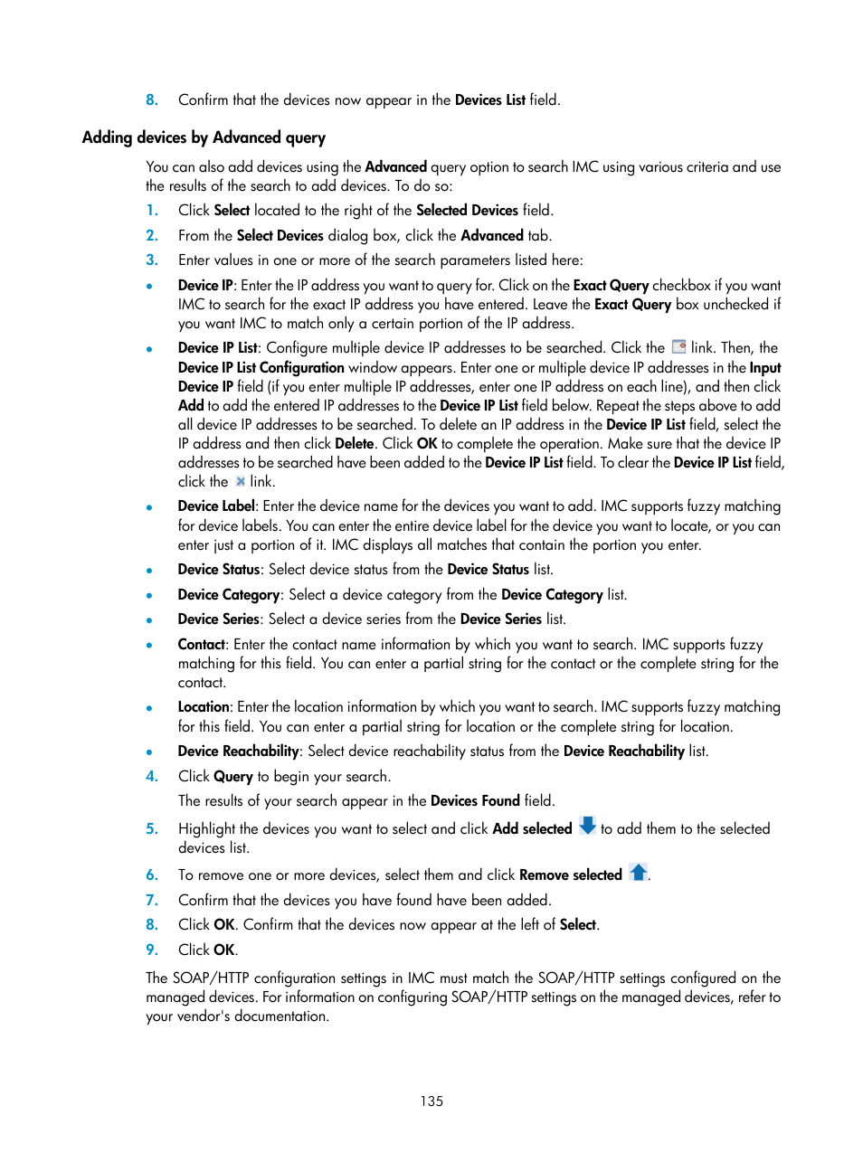 Adding devices by advanced query | H3C Technologies H3C Intelligent Management Center User Manual | Page 149 / 1065