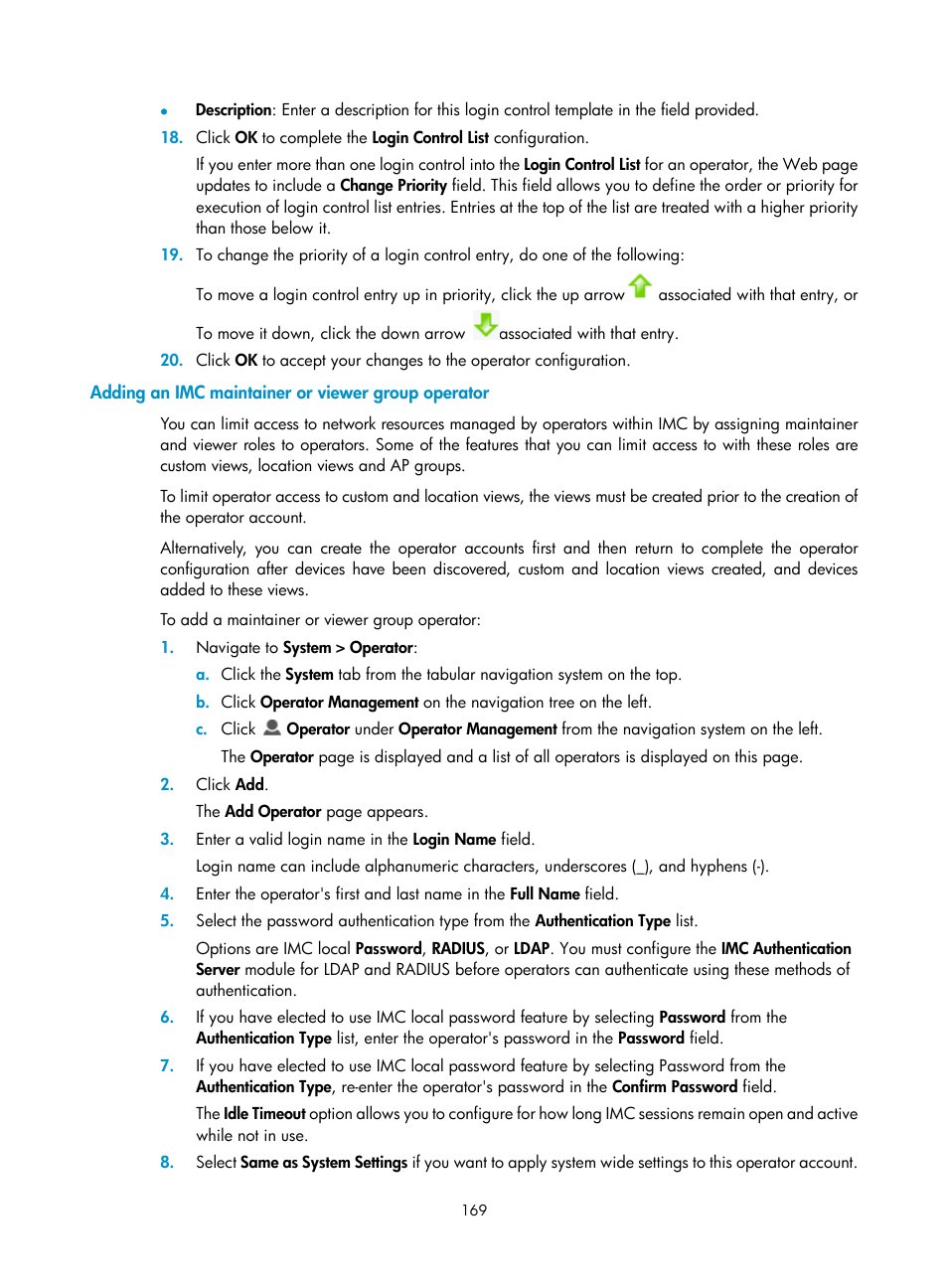 Adding an imc maintainer or viewer group operator | H3C Technologies H3C Intelligent Management Center User Manual | Page 183 / 1065