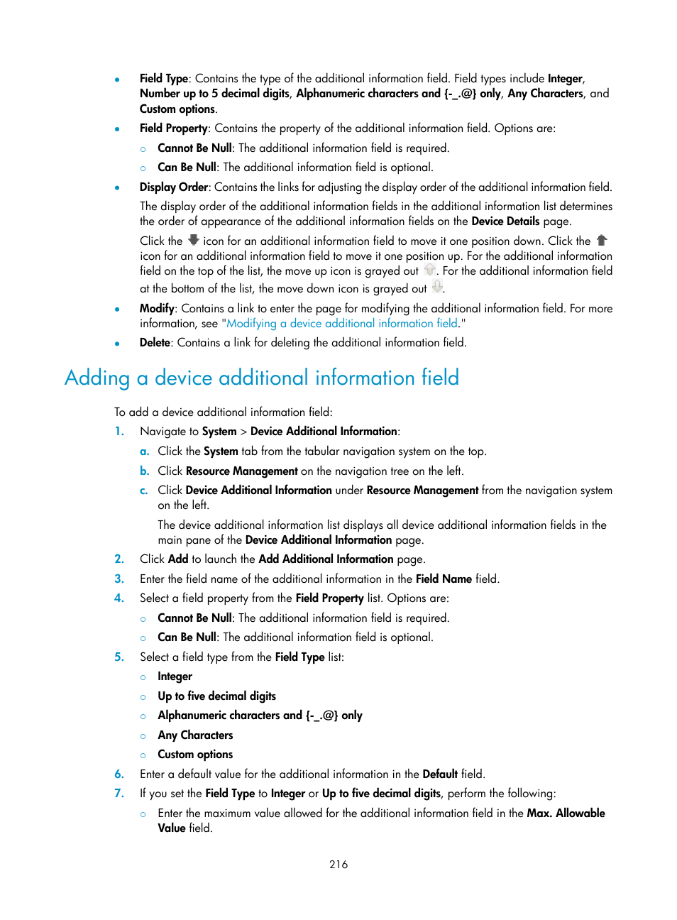 Adding a device additional information field | H3C Technologies H3C Intelligent Management Center User Manual | Page 230 / 1065