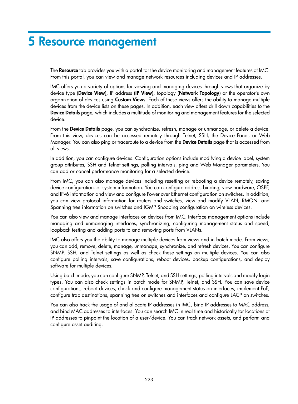 5 resource management, 5 resource, Management | H3C Technologies H3C Intelligent Management Center User Manual | Page 237 / 1065