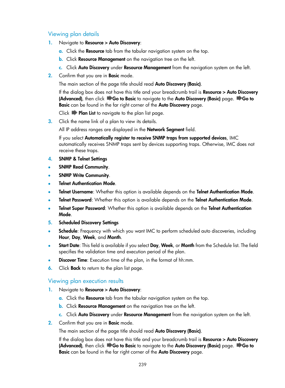 Viewing plan details, Viewing plan execution results | H3C Technologies H3C Intelligent Management Center User Manual | Page 253 / 1065