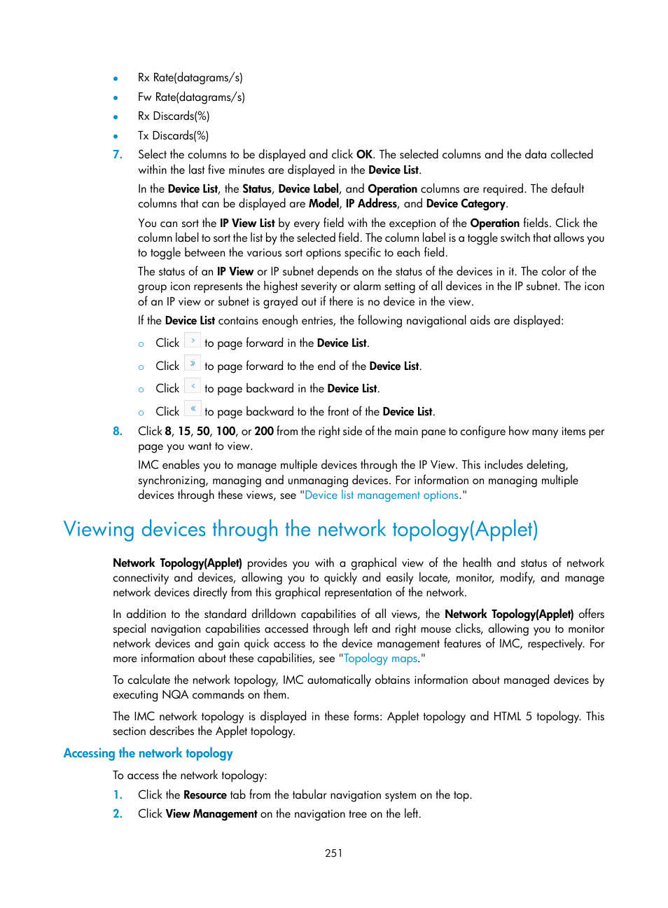 Accessing the network topology | H3C Technologies H3C Intelligent Management Center User Manual | Page 265 / 1065