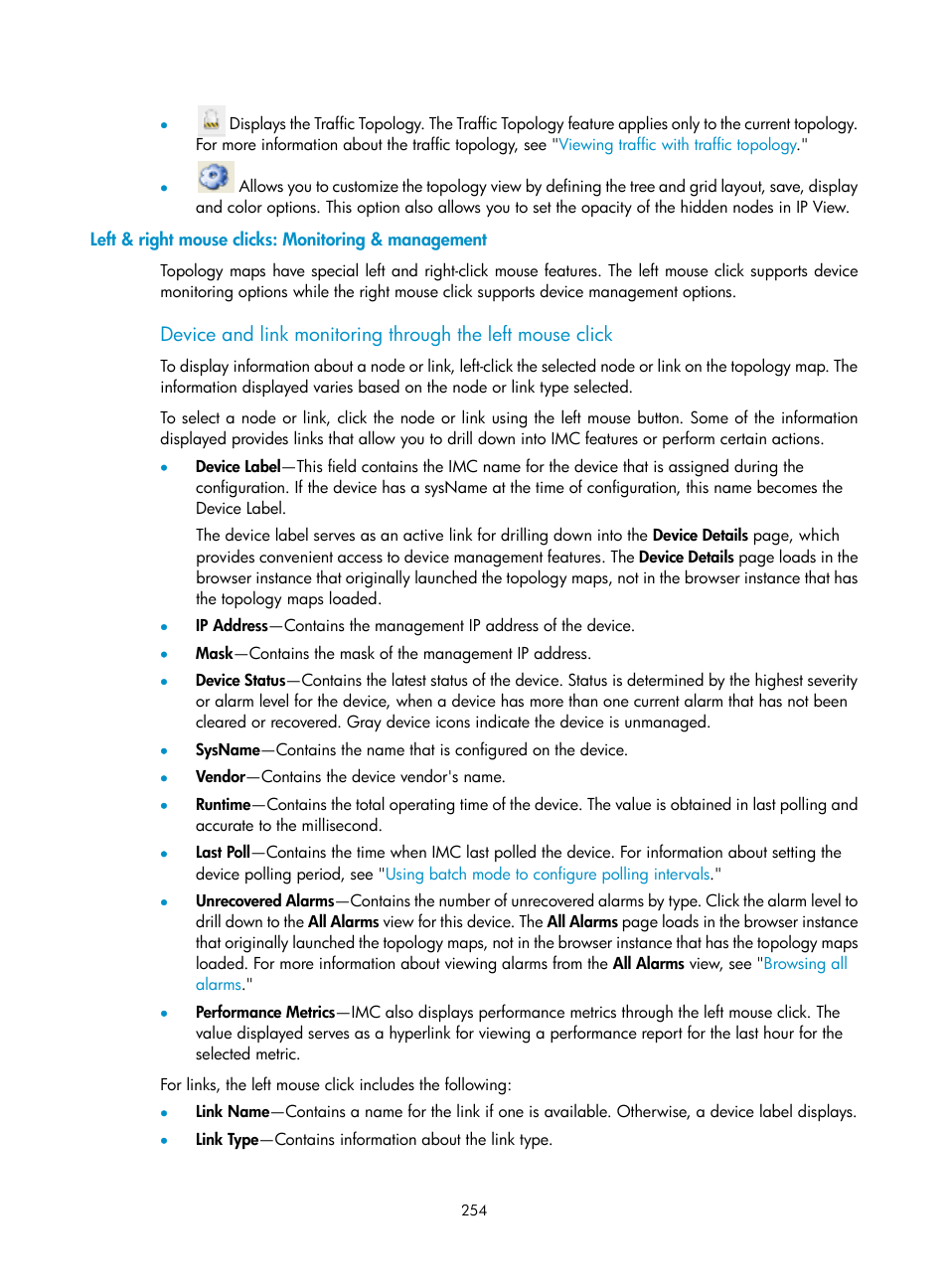 Left & right mouse clicks: monitoring & management | H3C Technologies H3C Intelligent Management Center User Manual | Page 268 / 1065