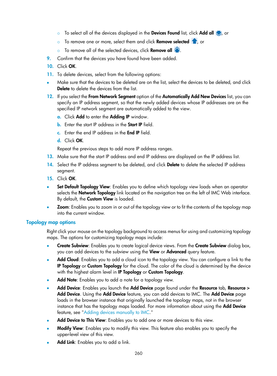 Topology map options | H3C Technologies H3C Intelligent Management Center User Manual | Page 274 / 1065