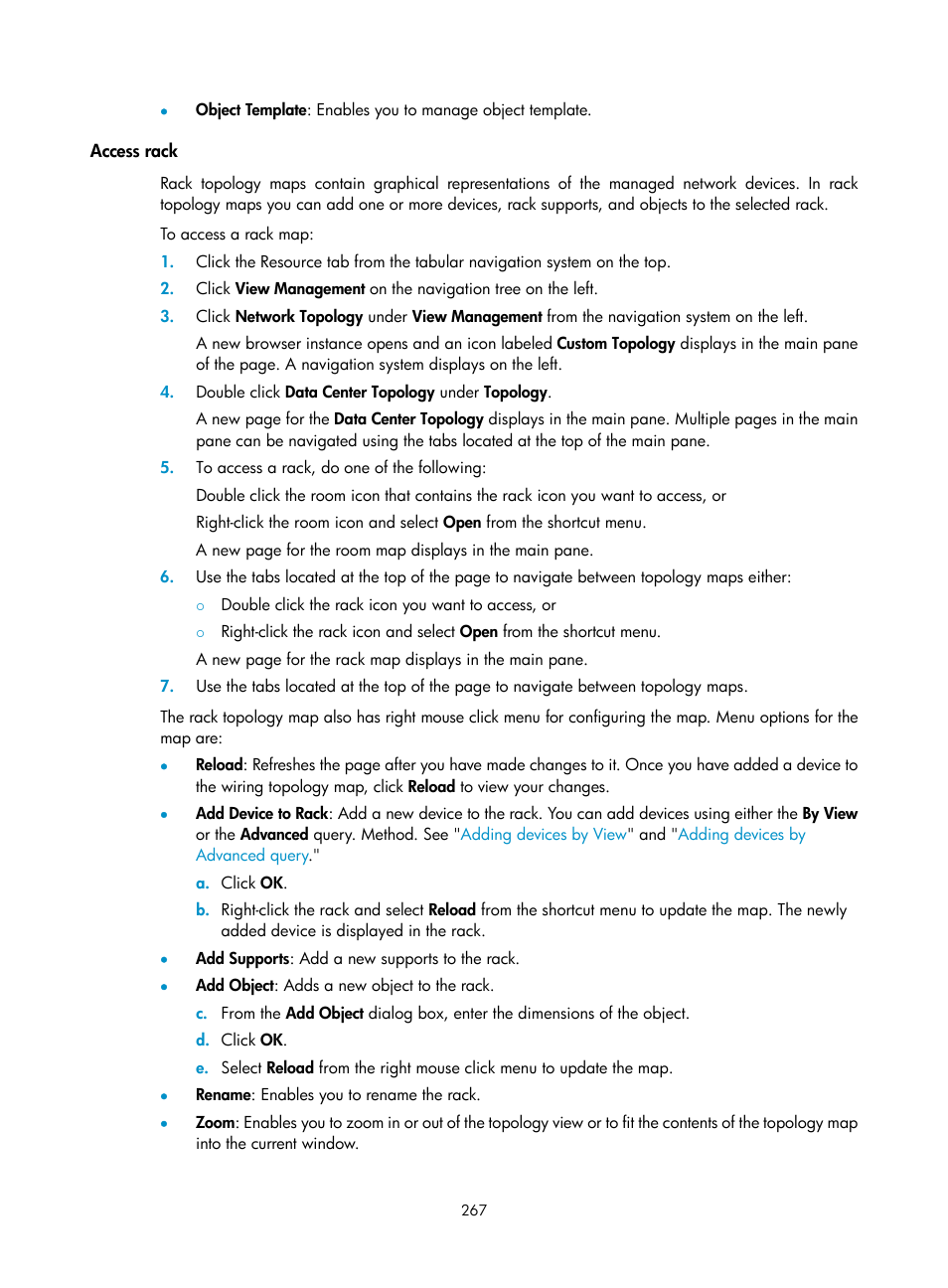 Access rack | H3C Technologies H3C Intelligent Management Center User Manual | Page 281 / 1065