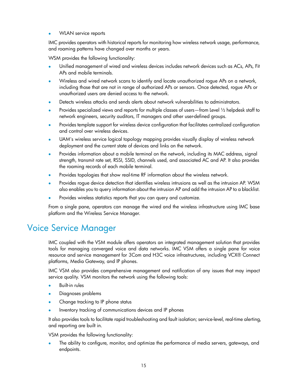 Voice service manager | H3C Technologies H3C Intelligent Management Center User Manual | Page 29 / 1065