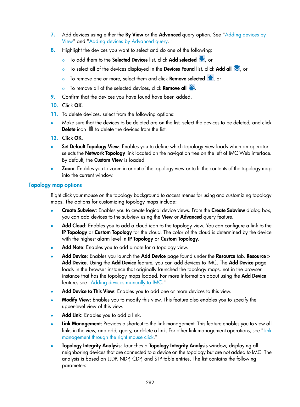 Topology map options | H3C Technologies H3C Intelligent Management Center User Manual | Page 296 / 1065