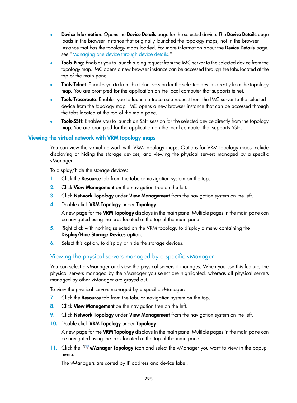 Viewing the virtual network with vrm topology maps | H3C Technologies H3C Intelligent Management Center User Manual | Page 309 / 1065