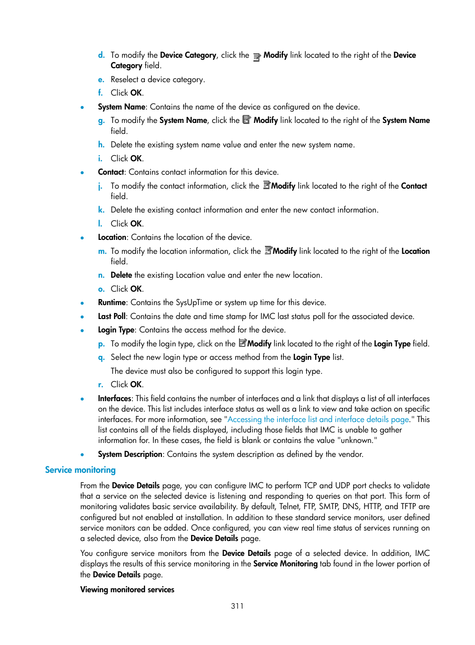 Service monitoring | H3C Technologies H3C Intelligent Management Center User Manual | Page 325 / 1065