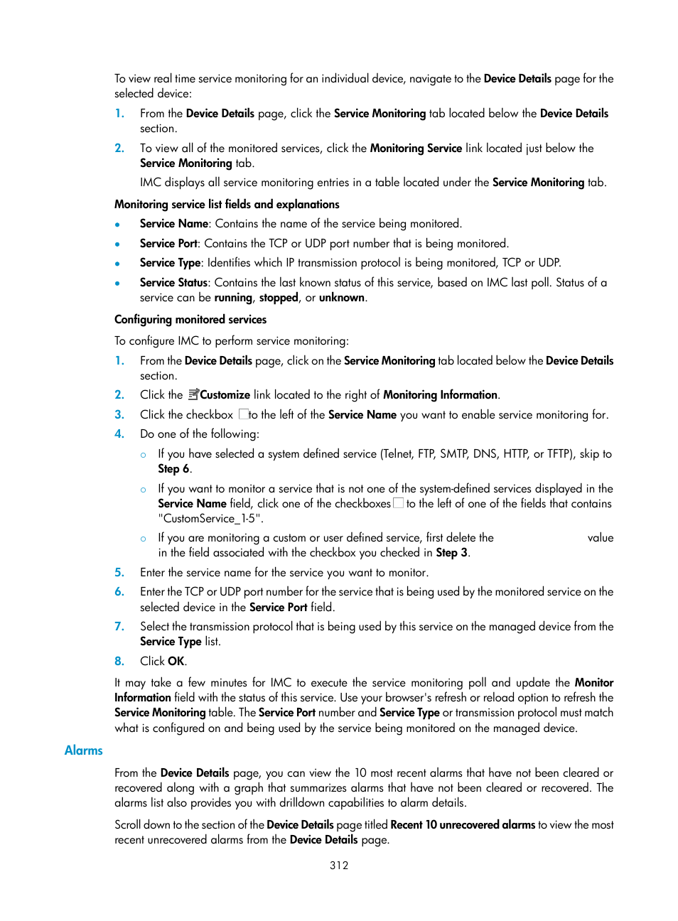 Alarms | H3C Technologies H3C Intelligent Management Center User Manual | Page 326 / 1065