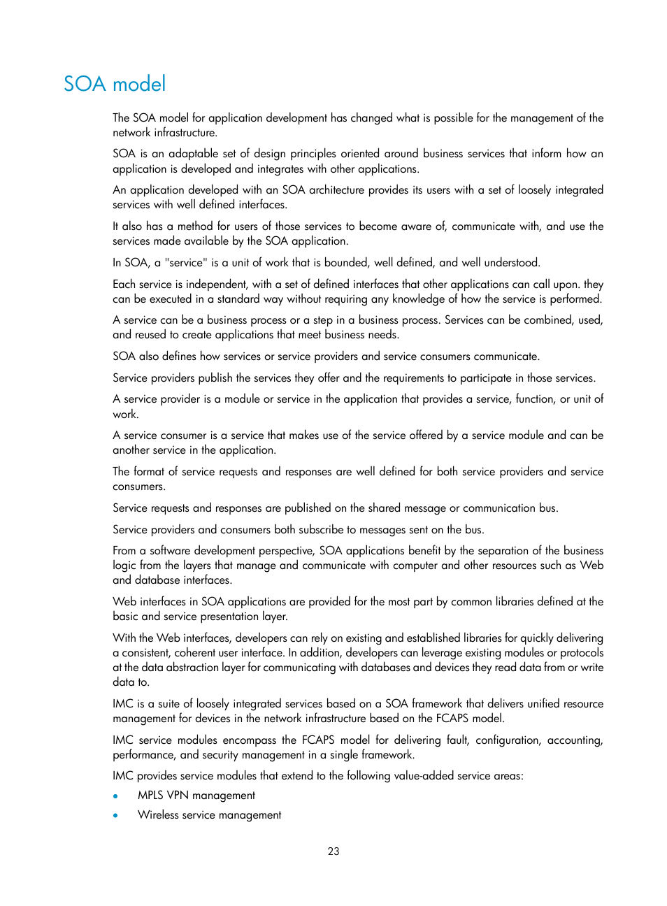 Soa model | H3C Technologies H3C Intelligent Management Center User Manual | Page 37 / 1065