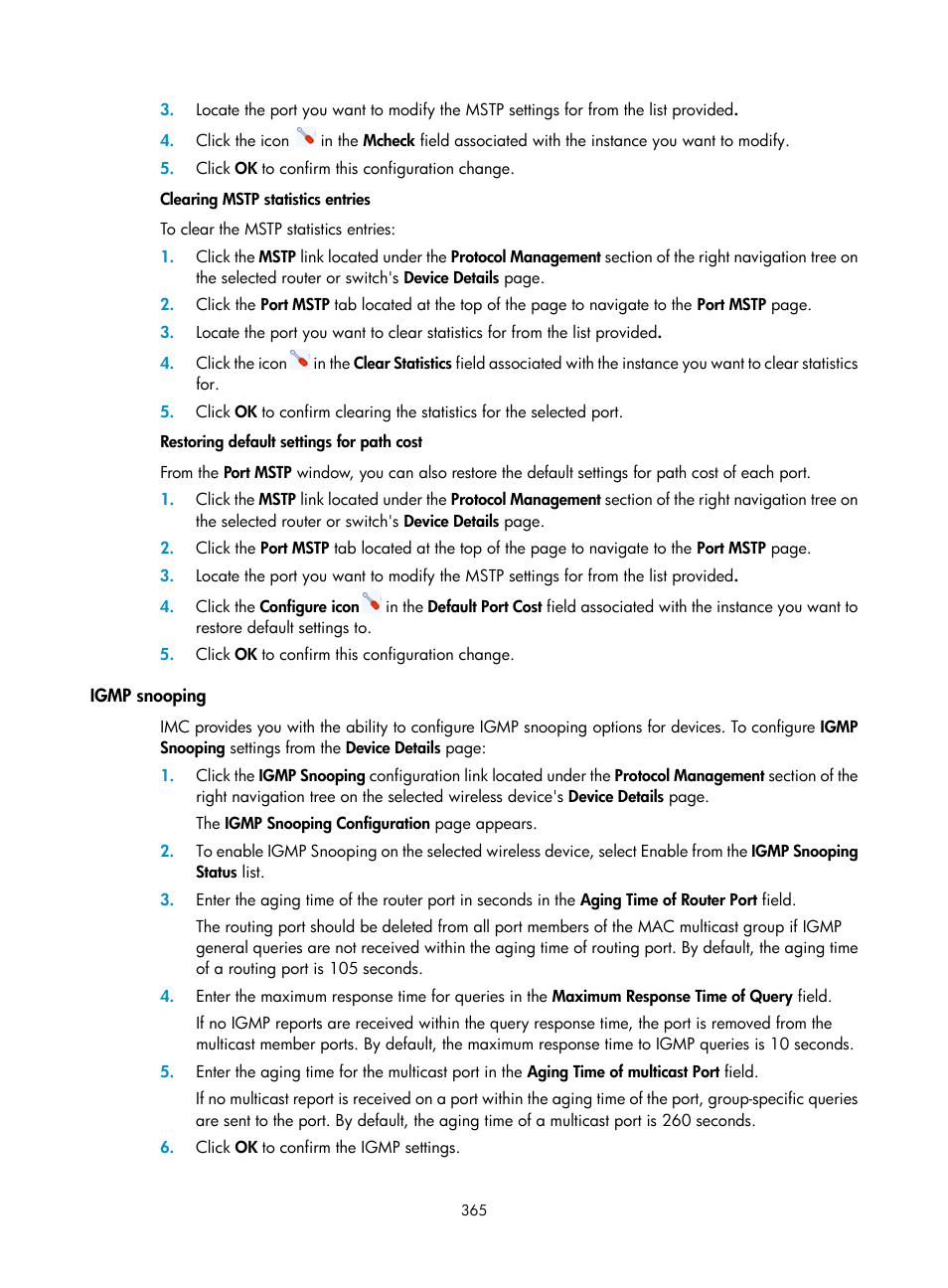 Igmp snooping | H3C Technologies H3C Intelligent Management Center User Manual | Page 379 / 1065