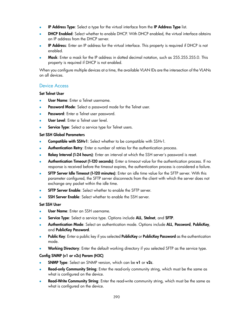 Device access | H3C Technologies H3C Intelligent Management Center User Manual | Page 404 / 1065