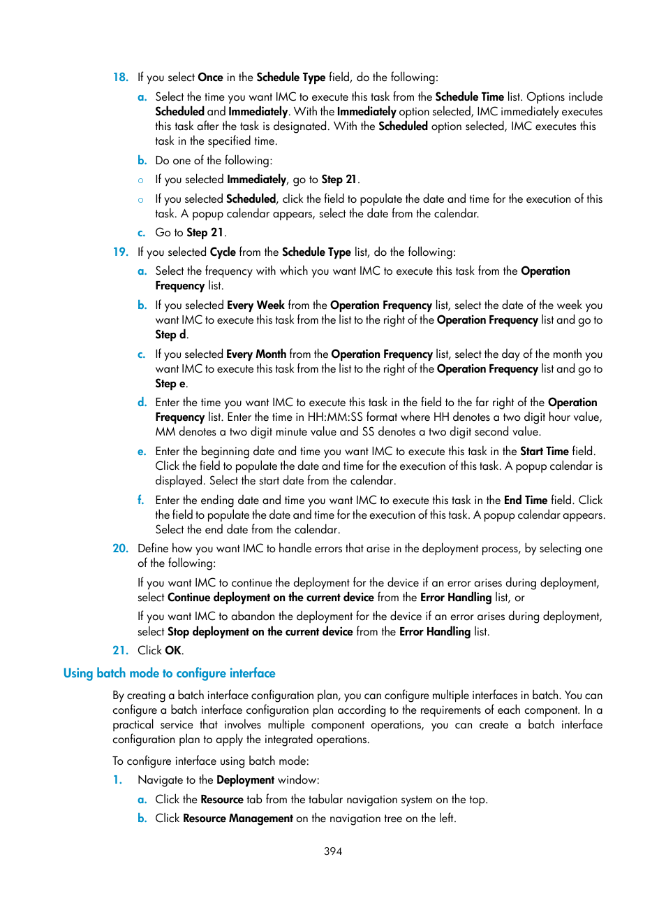 Using batch mode to configure interface | H3C Technologies H3C Intelligent Management Center User Manual | Page 408 / 1065