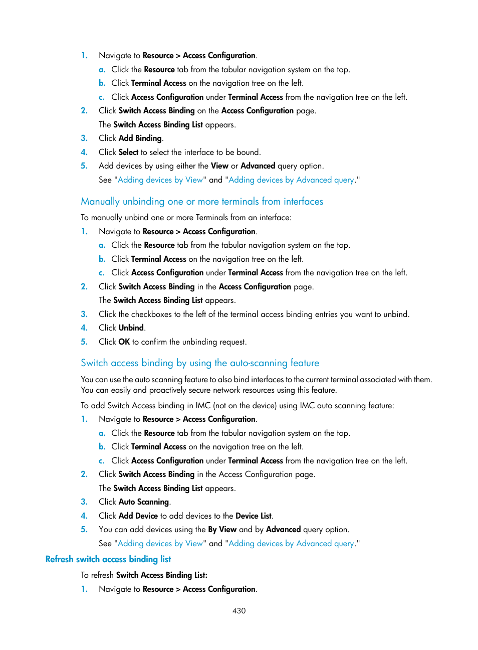 Refresh switch access binding list | H3C Technologies H3C Intelligent Management Center User Manual | Page 444 / 1065