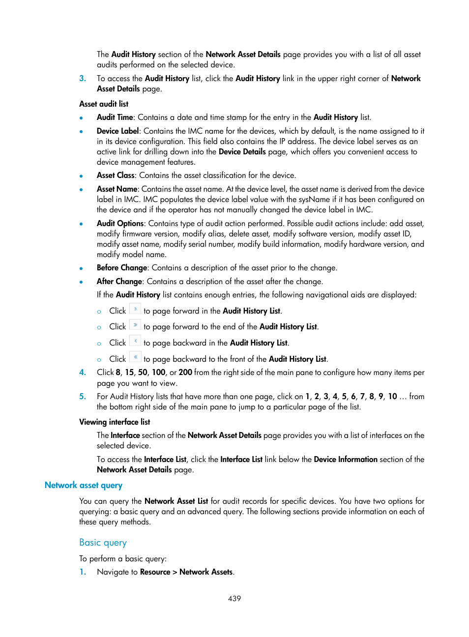 Network asset query, Basic query | H3C Technologies H3C Intelligent Management Center User Manual | Page 453 / 1065