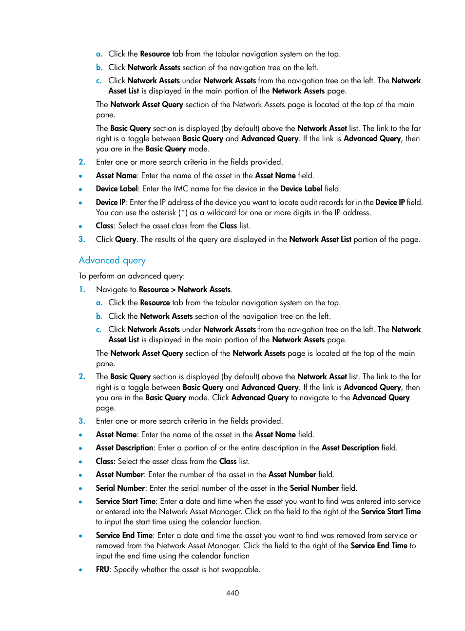 Advanced query | H3C Technologies H3C Intelligent Management Center User Manual | Page 454 / 1065