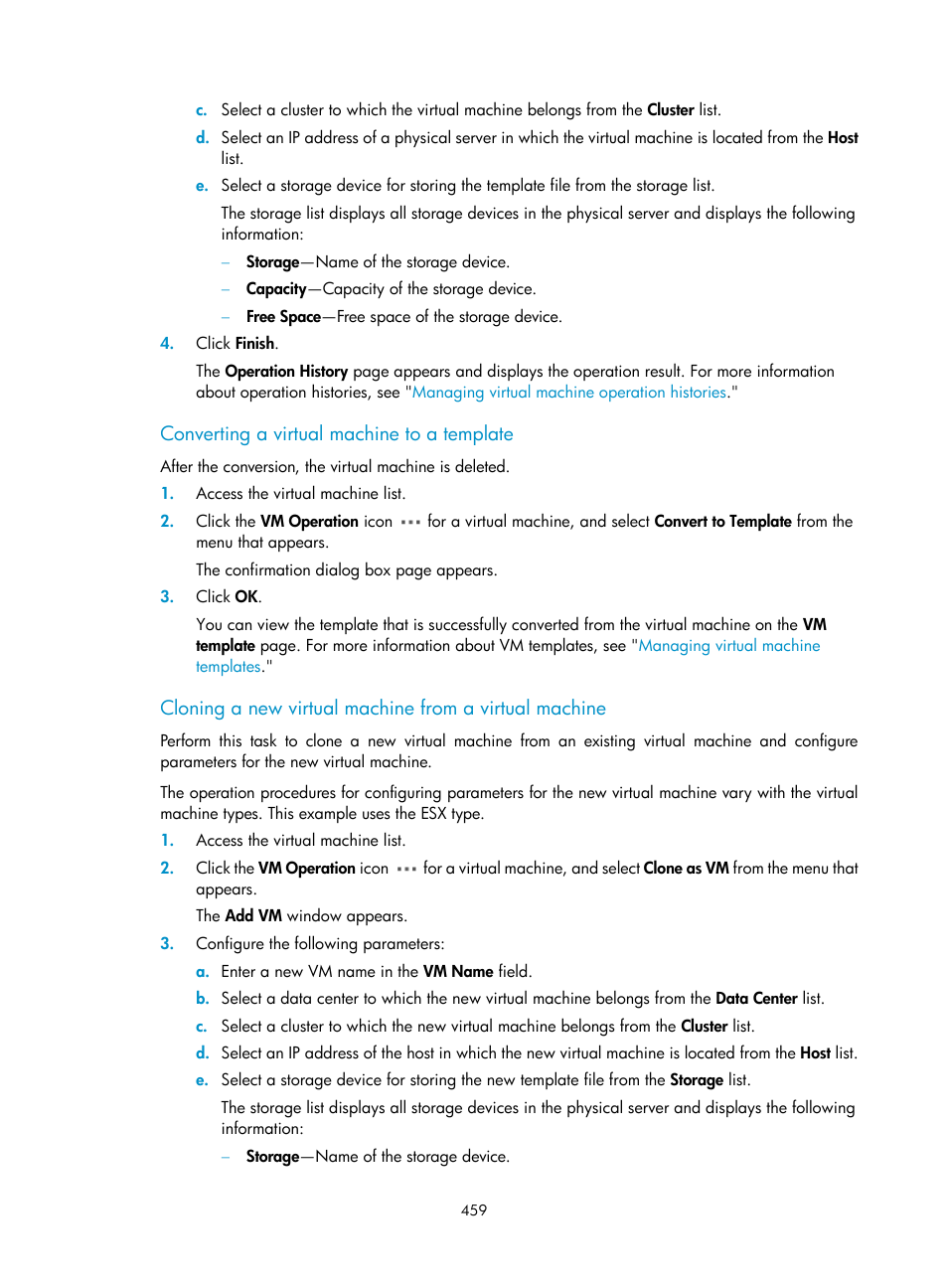 Converting a virtual machine to a template | H3C Technologies H3C Intelligent Management Center User Manual | Page 473 / 1065