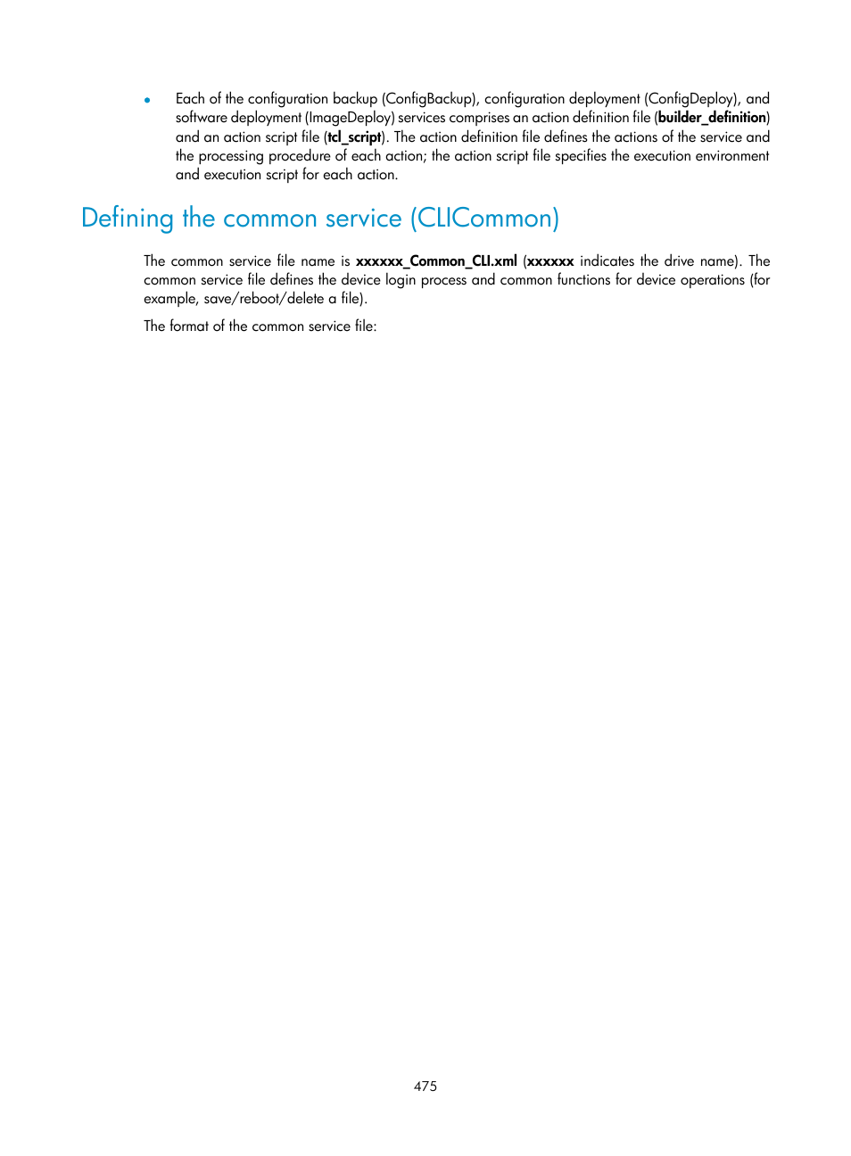 Defining the common service (clicommon) | H3C Technologies H3C Intelligent Management Center User Manual | Page 489 / 1065