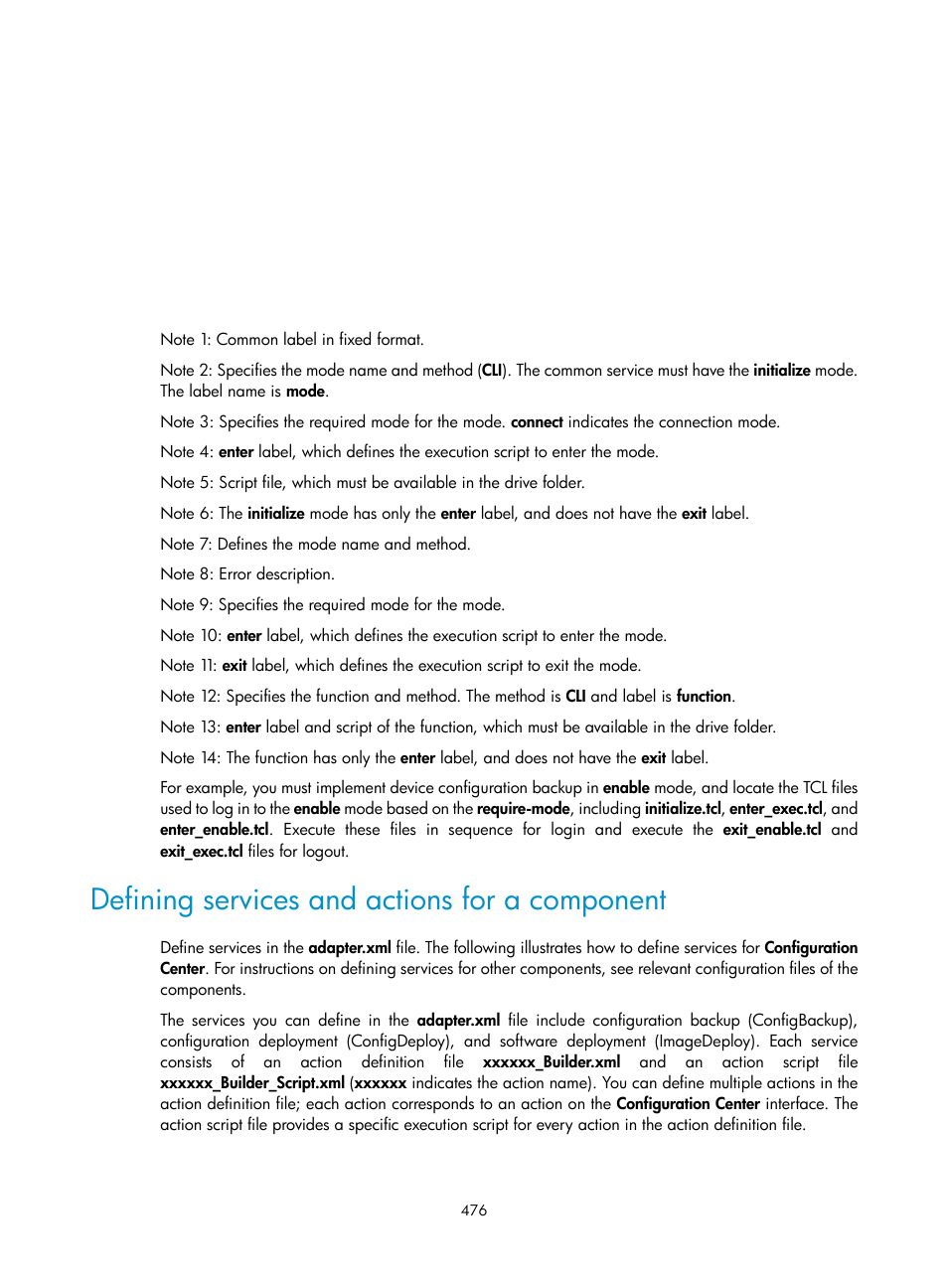 Defining services and actions for a component | H3C Technologies H3C Intelligent Management Center User Manual | Page 490 / 1065