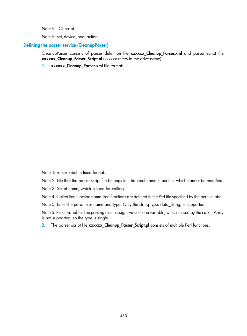 Defining the parser service (cleanupparser) | H3C Technologies H3C Intelligent Management Center User Manual | Page 494 / 1065