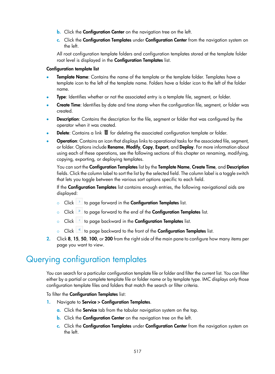 Querying configuration templates | H3C Technologies H3C Intelligent Management Center User Manual | Page 531 / 1065