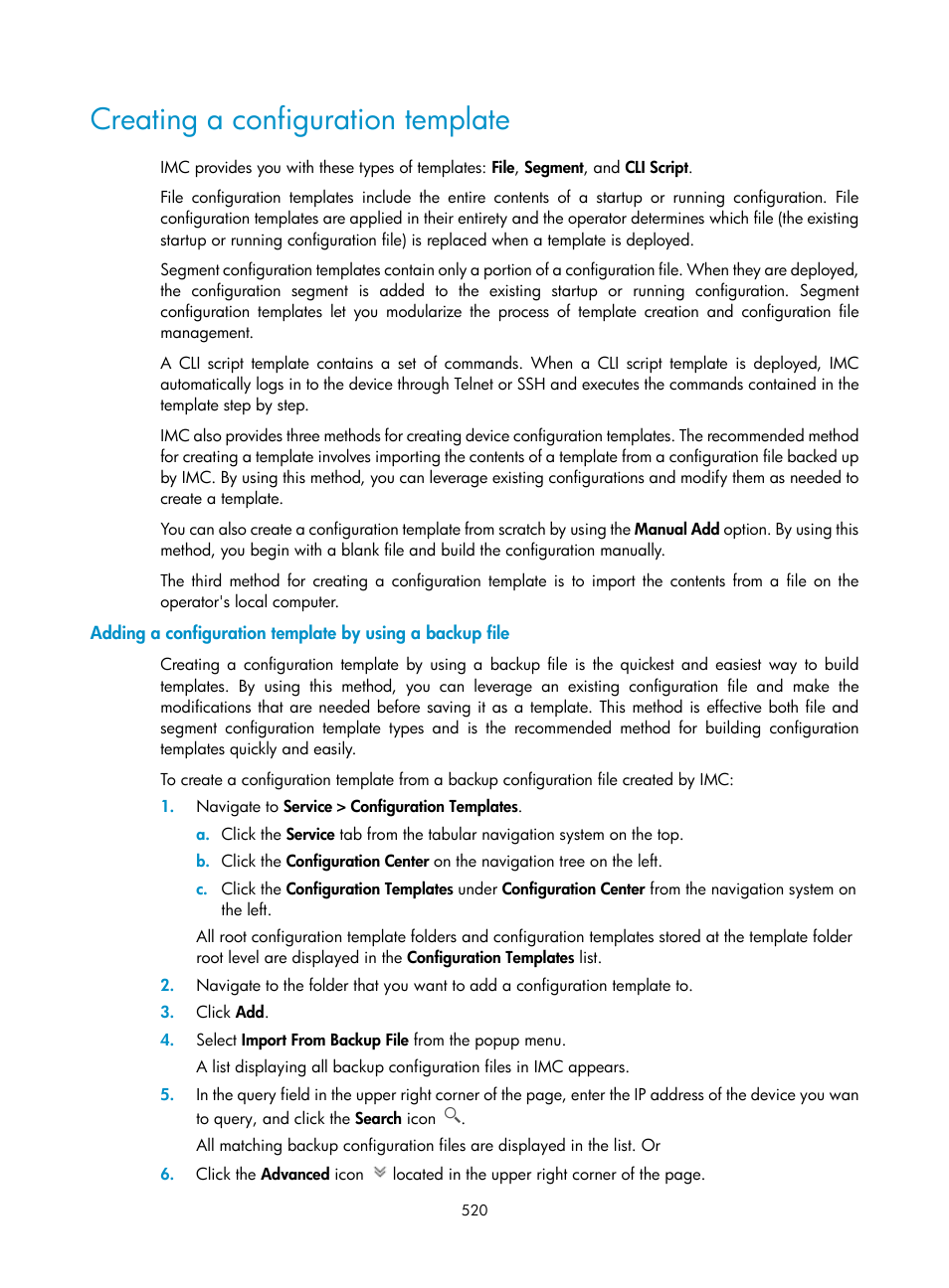 Creating a configuration template | H3C Technologies H3C Intelligent Management Center User Manual | Page 534 / 1065