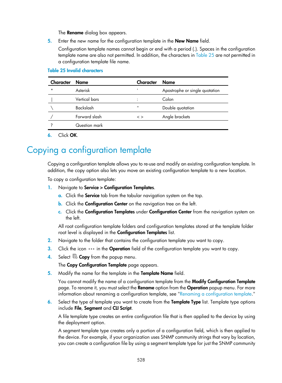 Copying a configuration template | H3C Technologies H3C Intelligent Management Center User Manual | Page 542 / 1065