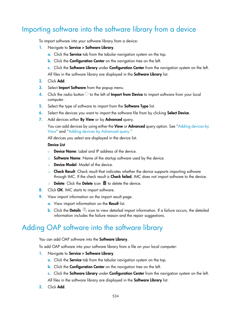 Adding oap software into the software library | H3C Technologies H3C Intelligent Management Center User Manual | Page 548 / 1065