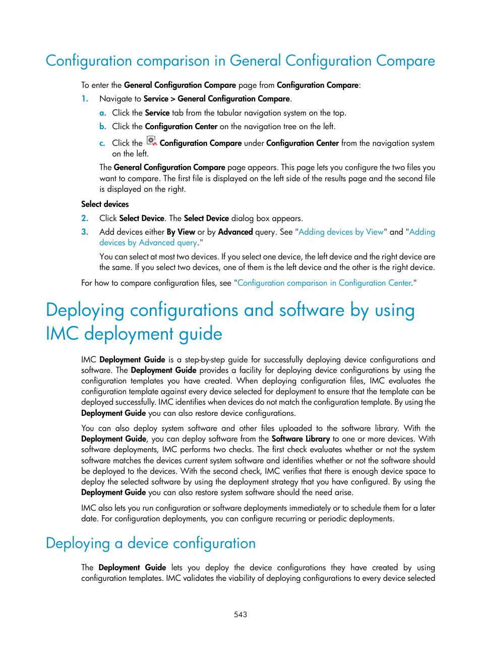Deploying a device configuration, Deploying, Deploying configurations and software by using imc | Deployment guide, Deploying configurations and software by using, Imc deployment guide, Deploying configurations and software, By using imc deployment guide, Deploying configurations, And software by using imc deployment guide | H3C Technologies H3C Intelligent Management Center User Manual | Page 557 / 1065