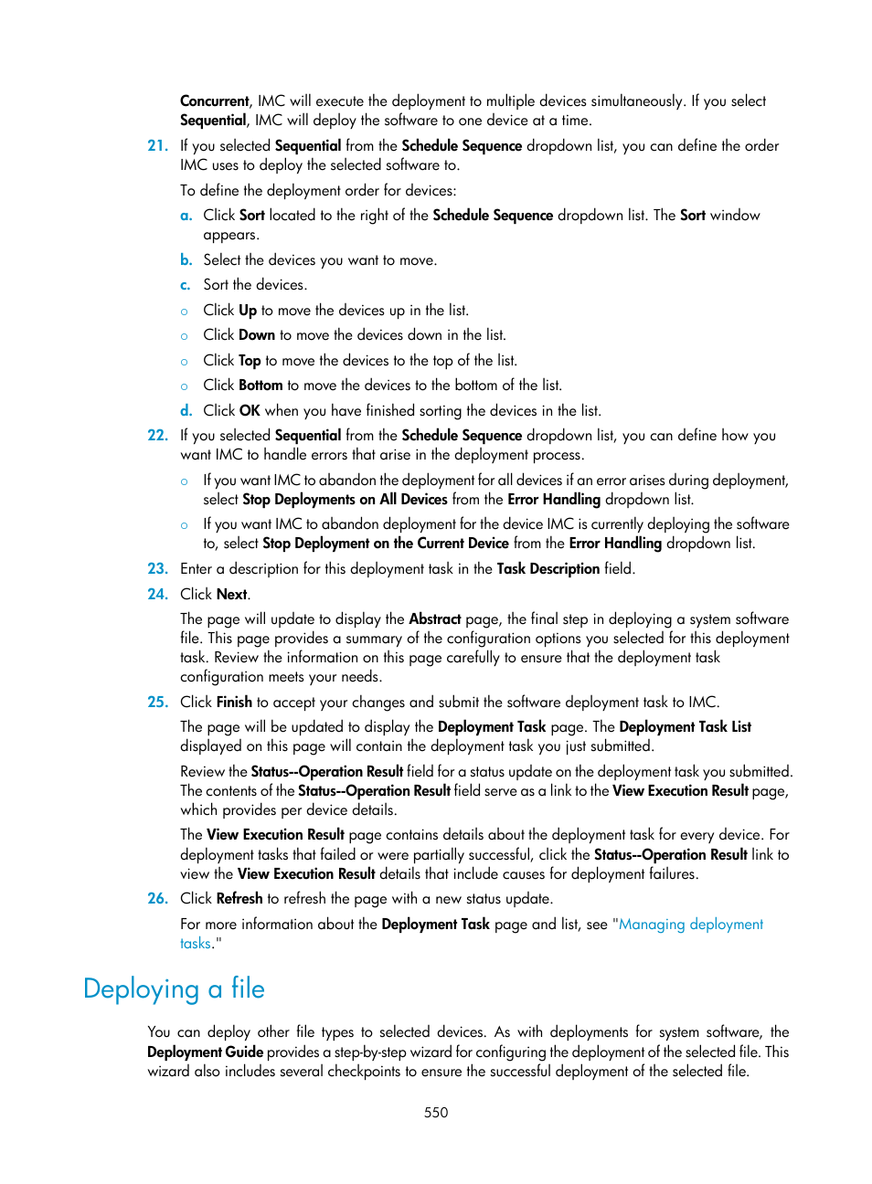 Deploying a file | H3C Technologies H3C Intelligent Management Center User Manual | Page 564 / 1065