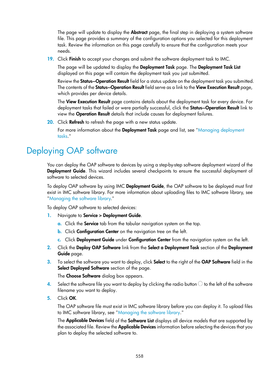 Deploying oap software | H3C Technologies H3C Intelligent Management Center User Manual | Page 572 / 1065