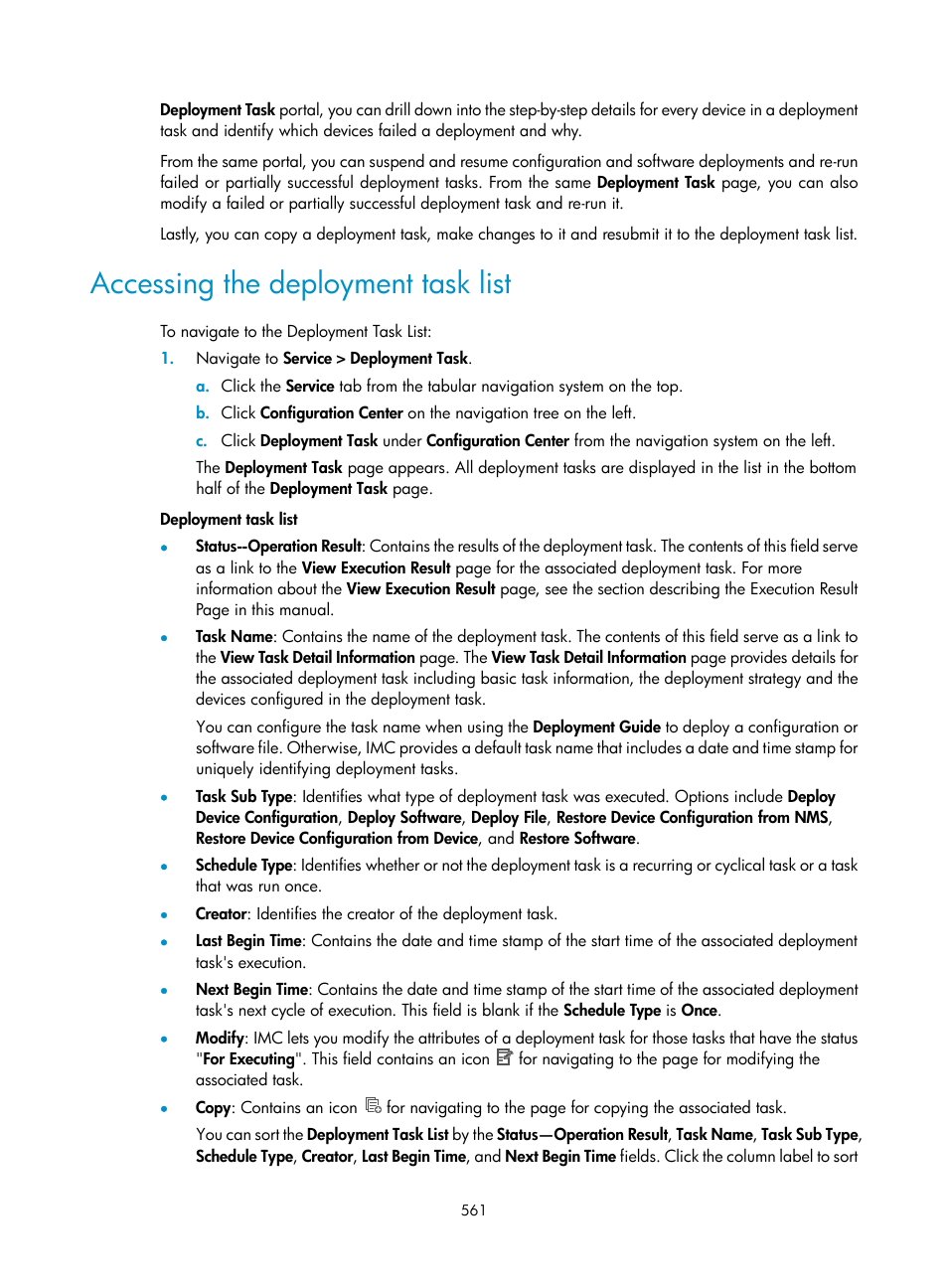 Accessing the deployment task list | H3C Technologies H3C Intelligent Management Center User Manual | Page 575 / 1065