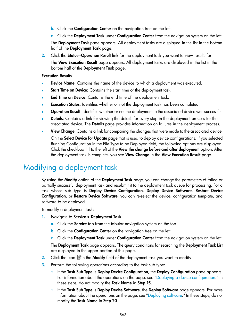 Modifying a deployment task | H3C Technologies H3C Intelligent Management Center User Manual | Page 577 / 1065