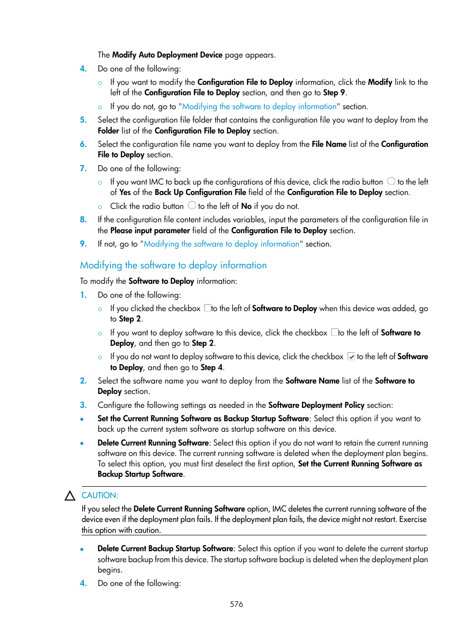 Modifying the software to deploy information | H3C Technologies H3C Intelligent Management Center User Manual | Page 590 / 1065