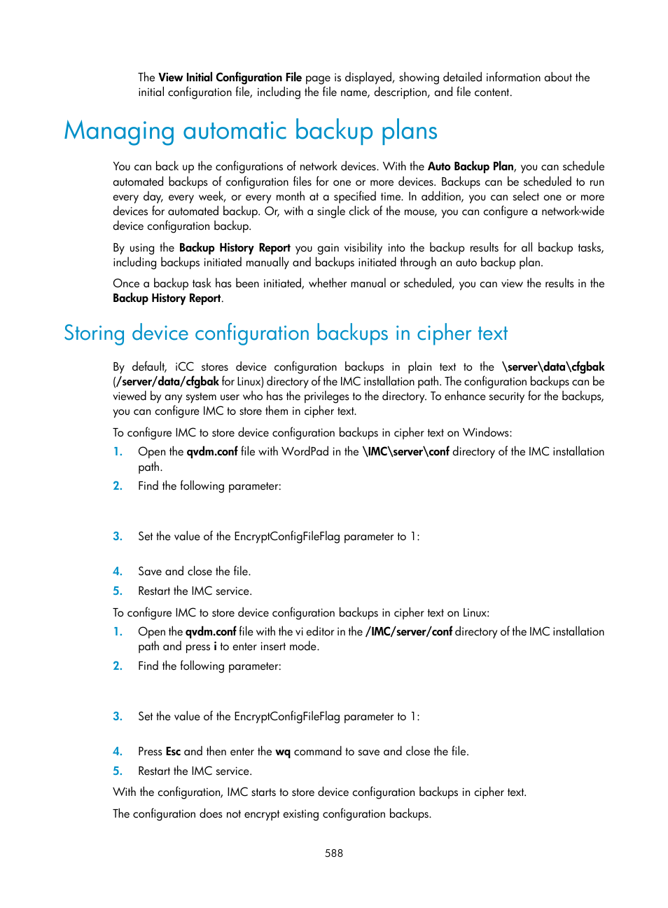 Managing automatic backup plans | H3C Technologies H3C Intelligent Management Center User Manual | Page 602 / 1065