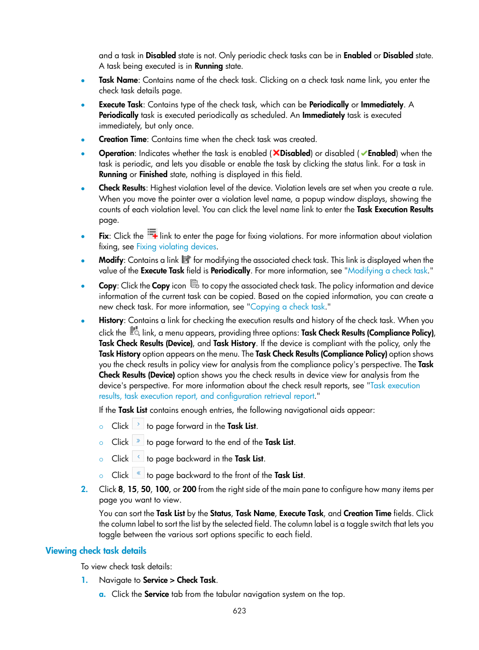 Viewing check task details | H3C Technologies H3C Intelligent Management Center User Manual | Page 637 / 1065