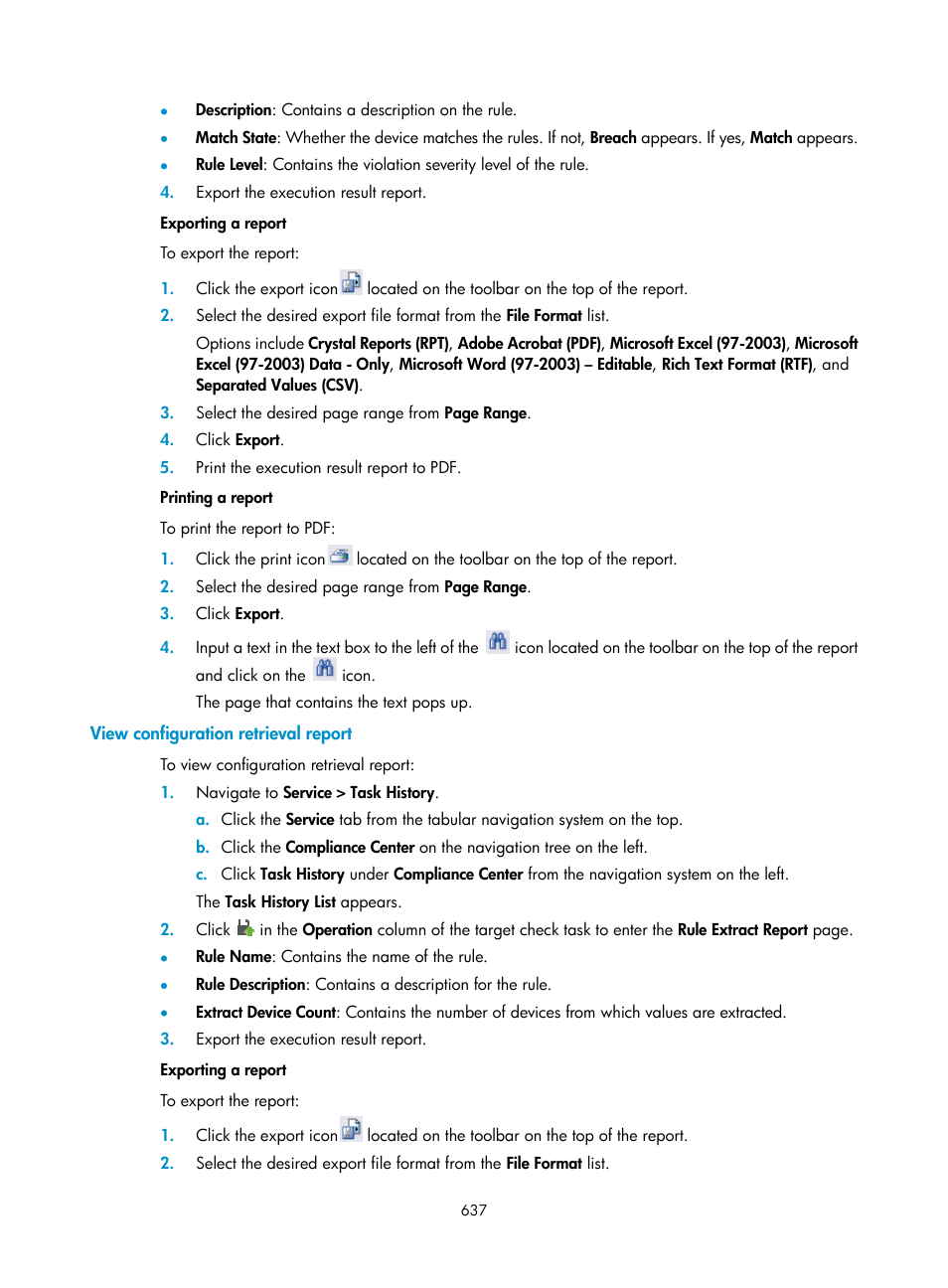 View configuration retrieval report | H3C Technologies H3C Intelligent Management Center User Manual | Page 651 / 1065