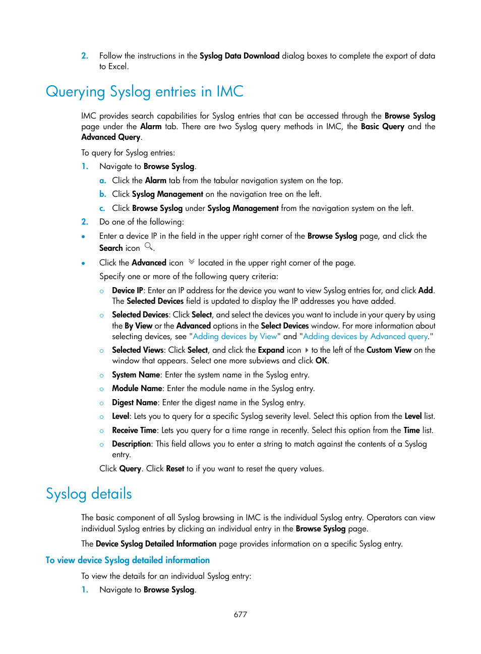 Querying syslog entries in imc, Syslog details, To view device syslog detailed information | H3C Technologies H3C Intelligent Management Center User Manual | Page 691 / 1065