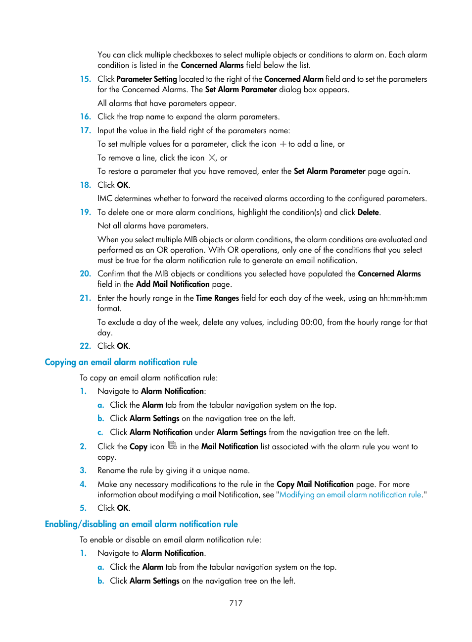 Copying an email alarm notification rule | H3C Technologies H3C Intelligent Management Center User Manual | Page 731 / 1065