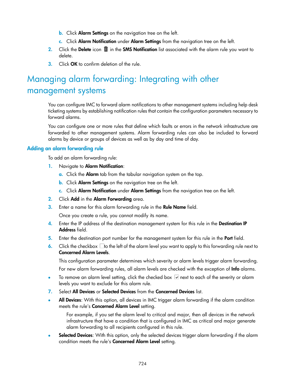 Adding an alarm forwarding rule | H3C Technologies H3C Intelligent Management Center User Manual | Page 738 / 1065