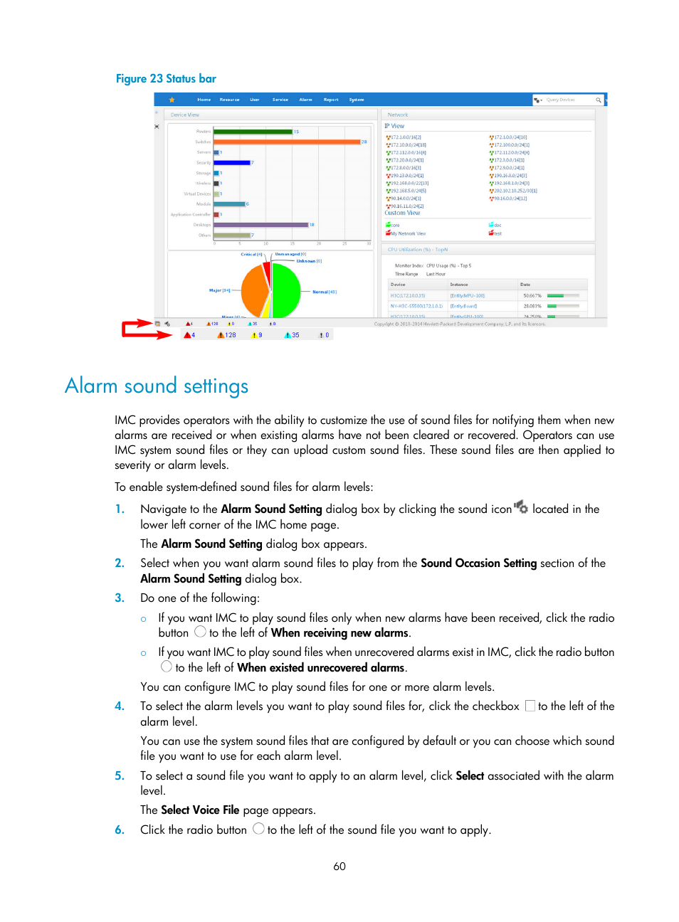 Alarm sound settings | H3C Technologies H3C Intelligent Management Center User Manual | Page 74 / 1065