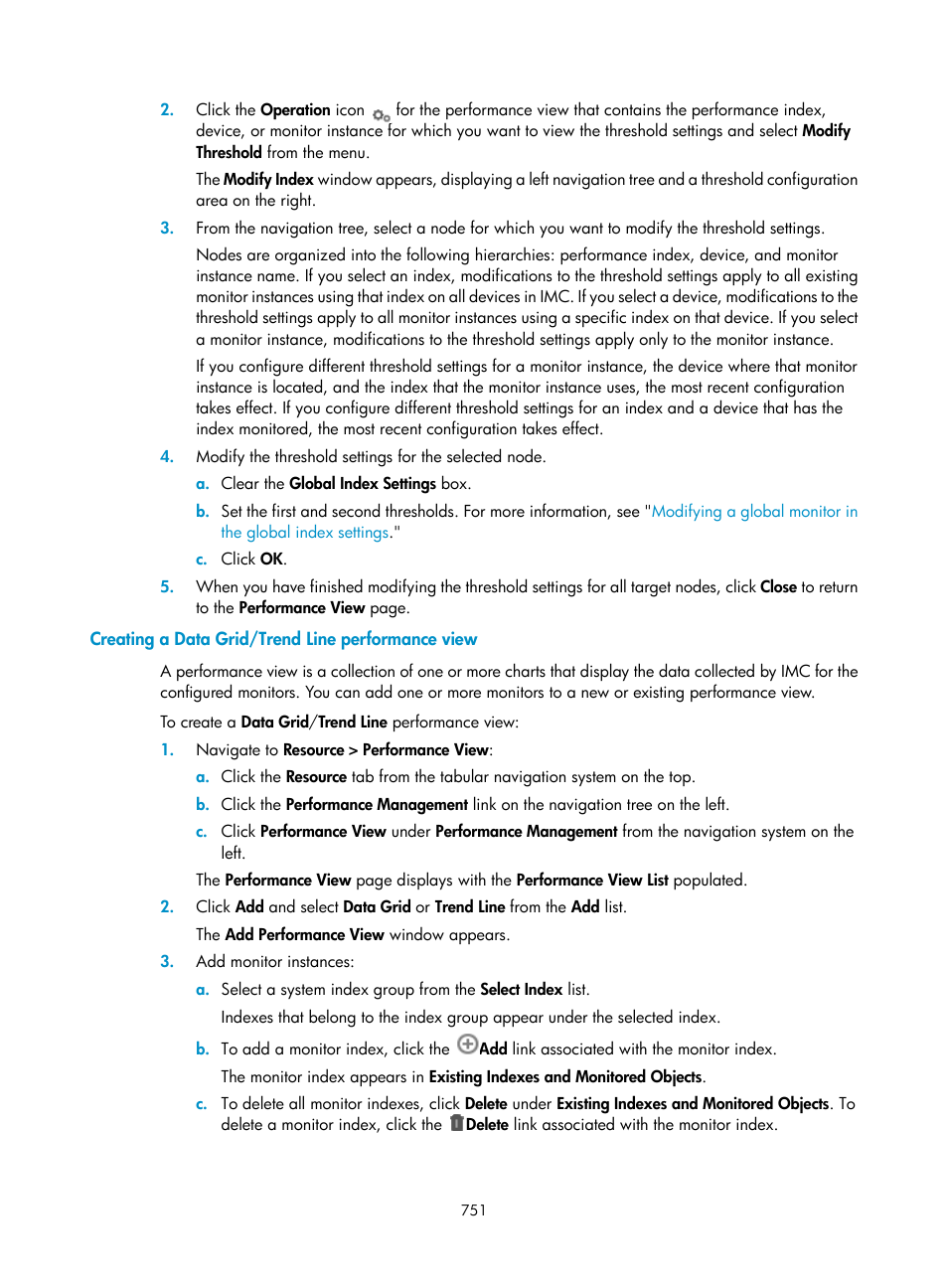 Creating a data grid/trend line performance view, Creating, A data grid/trend line performance view | H3C Technologies H3C Intelligent Management Center User Manual | Page 765 / 1065