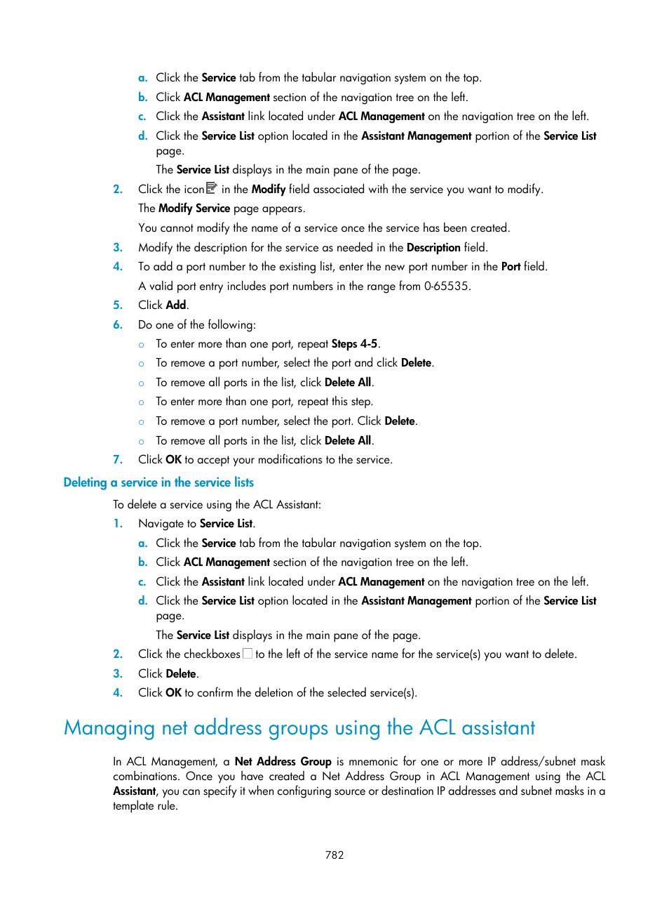 Deleting a service in the service lists | H3C Technologies H3C Intelligent Management Center User Manual | Page 796 / 1065
