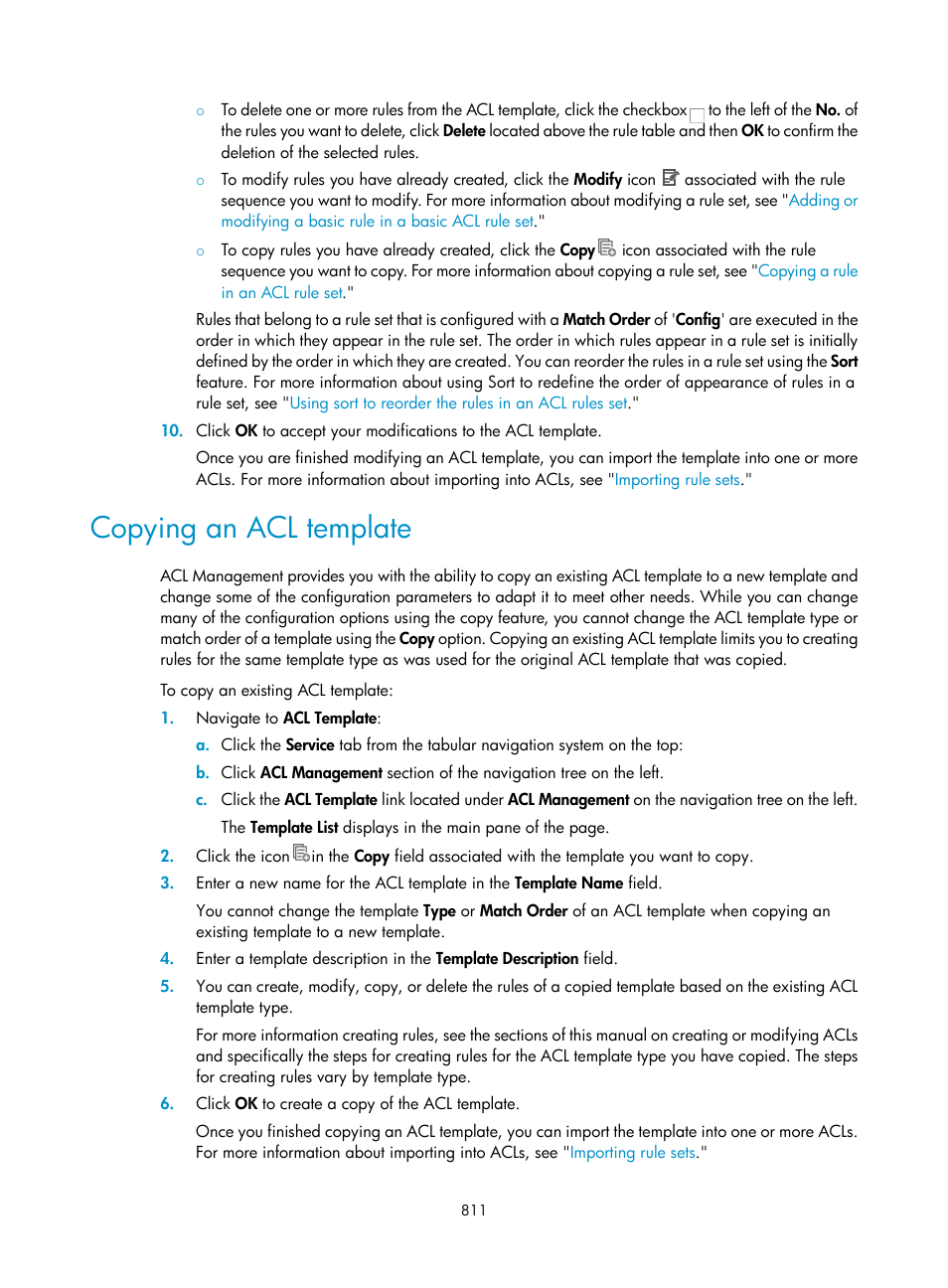 Copying an acl template | H3C Technologies H3C Intelligent Management Center User Manual | Page 825 / 1065