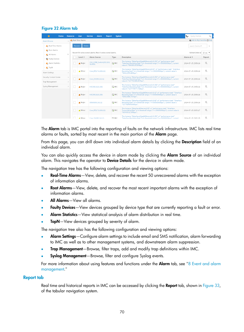 Report tab | H3C Technologies H3C Intelligent Management Center User Manual | Page 84 / 1065