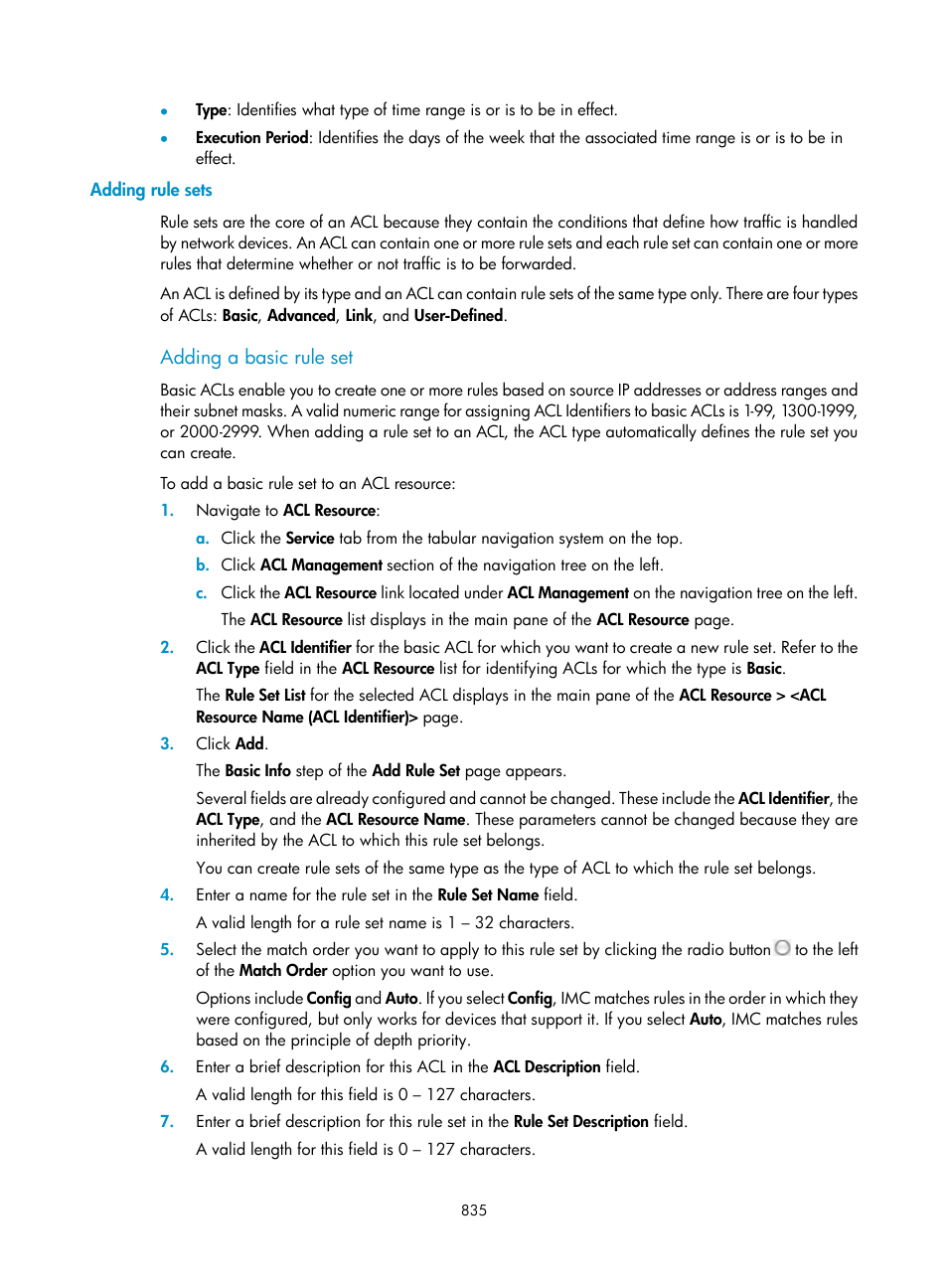 Adding rule sets, Adding a basic rule set | H3C Technologies H3C Intelligent Management Center User Manual | Page 849 / 1065